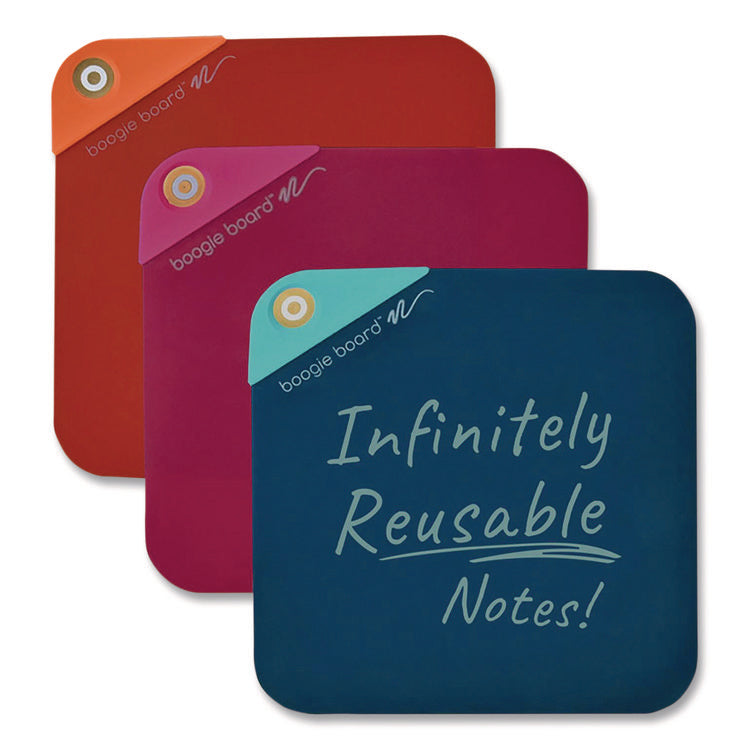 VersaNotes Reusable Notes, 4 x 4, Assorted Colors, 3/Pack