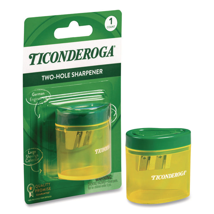 Two Hole Pencil Sharpener, 2 x 2 x 1.25, Green/Yellow