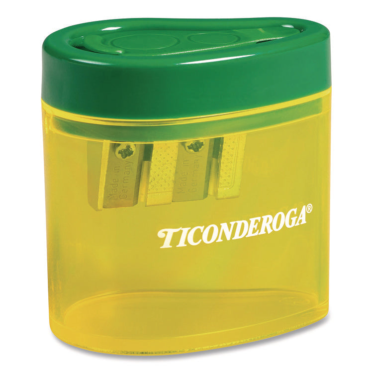 Two Hole Pencil Sharpener, 2 x 2 x 1.25, Green/Yellow