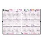 Yearly Laminated Wall Calendar, Tropical Watercolor Artwork, 36 x 24, White/Sand/Orange Sheets, 12-Month (Jan-Dec): 2025