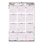Yearly Laminated Wall Calendar, Tropical Watercolor Artwork, 36 x 24, White/Sand/Orange Sheets, 12-Month (Jan-Dec): 2025