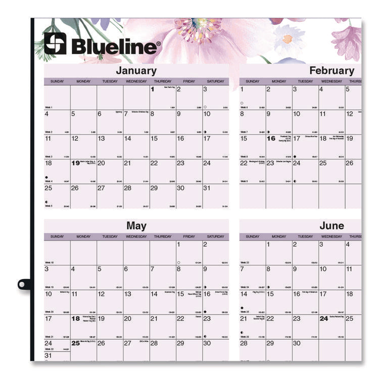 Yearly Laminated Wall Calendar, Tropical Watercolor Artwork, 36 x 24, White/Sand/Orange Sheets, 12-Month (Jan-Dec): 2025