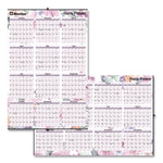 Yearly Laminated Wall Calendar, Tropical Watercolor Artwork, 36 x 24, White/Sand/Orange Sheets, 12-Month (Jan-Dec): 2025
