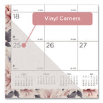 Monthly Desk Pad Calendar, Floral Artwork, 22 x 17, Black Binding, Clear Corners, 12-Month (Jan-Dec): 2025