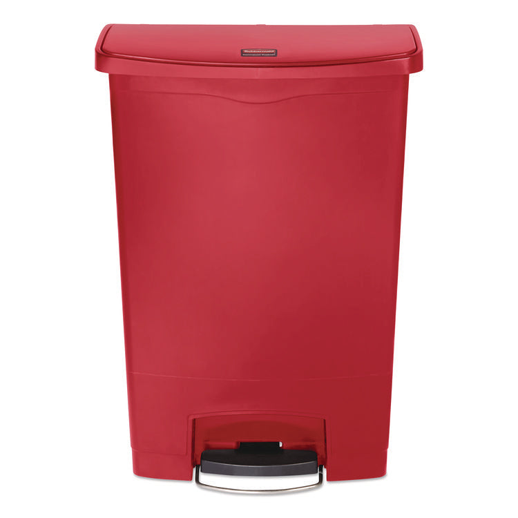 Slim Jim Streamline Resin Step-On Container, 24 gal, Resin, Red