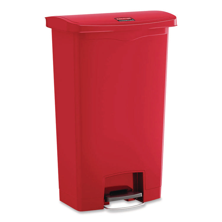 Slim Jim Streamline Resin Step-On Container, 24 gal, Resin, Red
