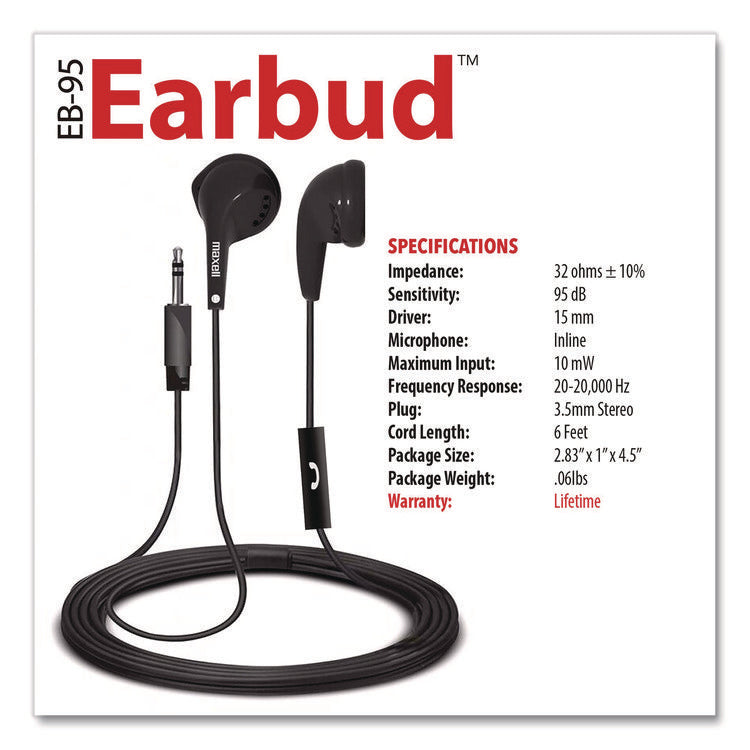 EB95 Wired Earbuds with Mic, Black