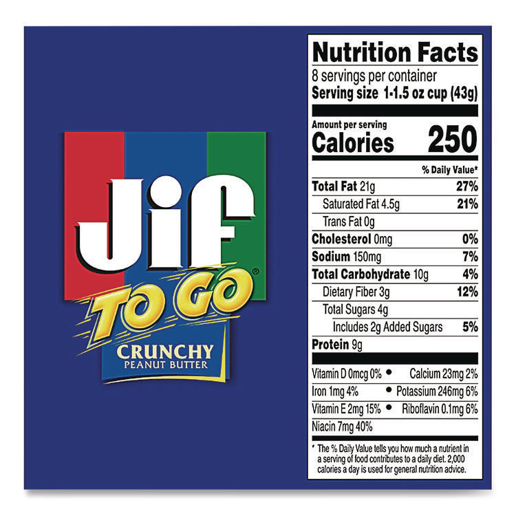 Spreads, Crunchy Peanut Butter, 1.5 oz Cup, 8/Box