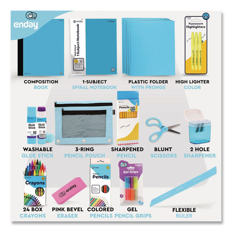 Back to School Supplies Kit for Grades K-5, Blue