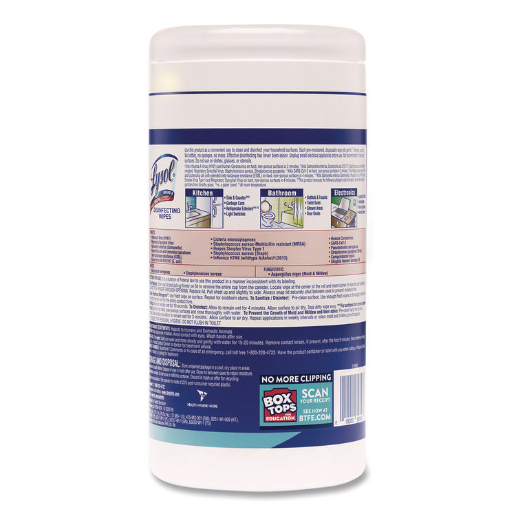 Disinfecting Wipes, 1-Ply, 7 x 7.25, Crisp Linen, White, 80 Wipes/Canister, 6 Canisters/Carton