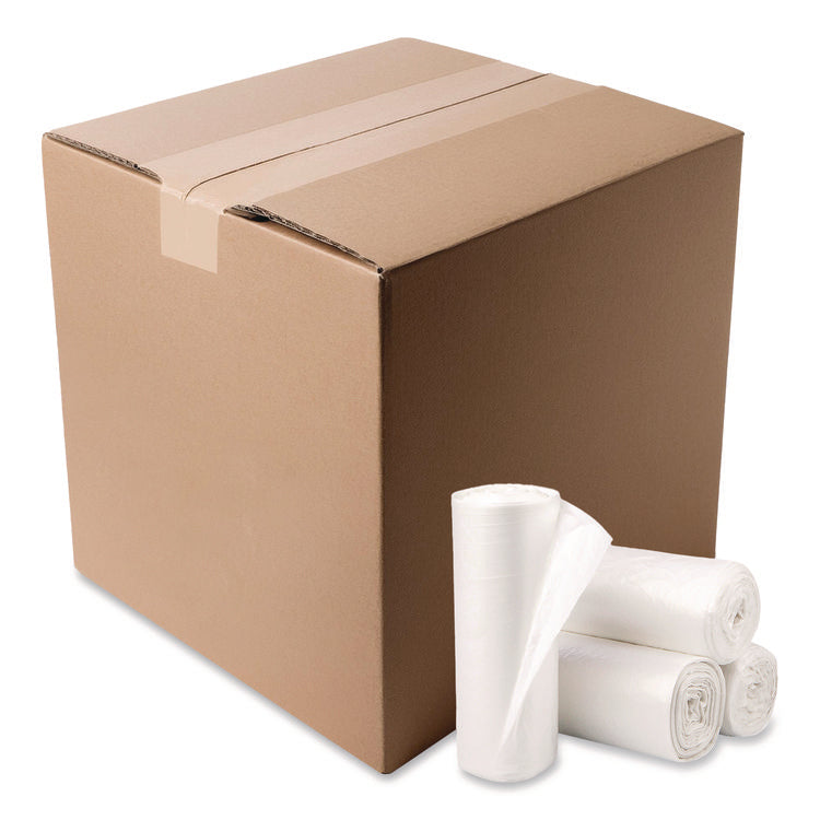 Eco Strong Plus Can Liners, 33 gal, 13 mic, 33" x 39", Natural, Perforated Roll, 250/Carton