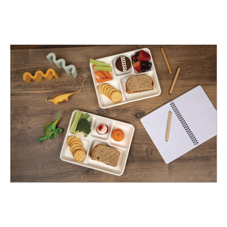 Compostable Fiber Blend School Lunch Tray, 10 x 8 x 1, White, 240/Carton