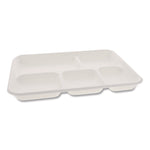 Compostable Fiber Blend School Lunch Tray, 10 x 8 x 1, White, 240/Carton