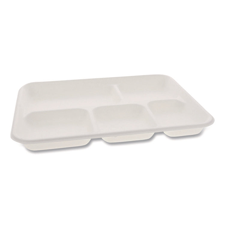 Compostable Fiber Blend School Lunch Tray, 10 x 8 x 1, White, 240/Carton