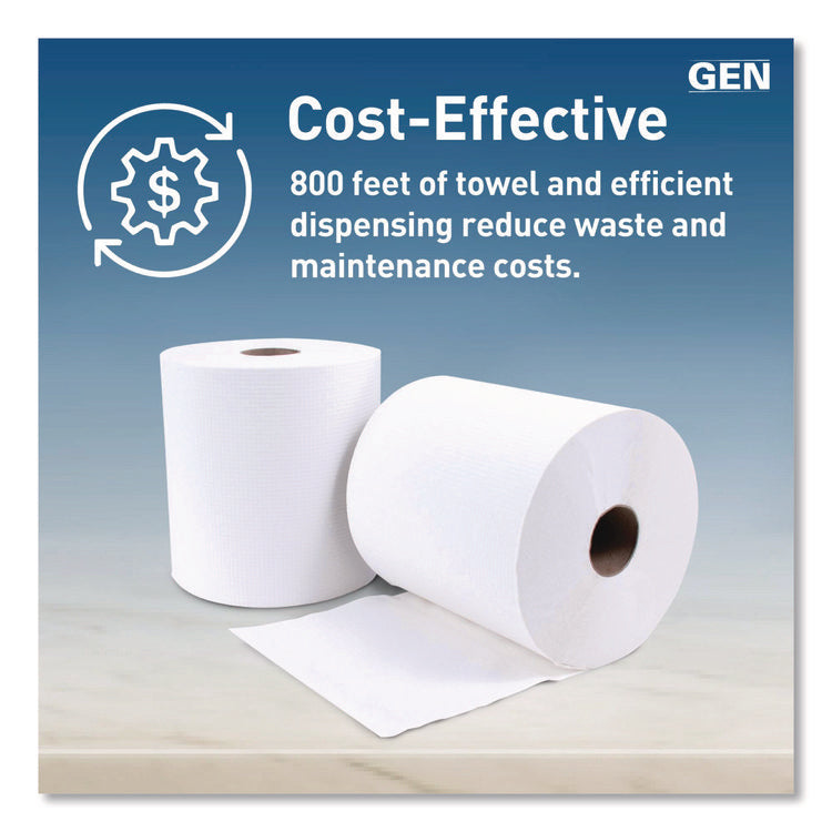 Hardwound Roll Towels, 1-Ply, 8" x 800 ft, White, 6 Rolls/Carton