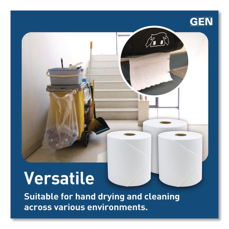 Hardwound Roll Towels, 1-Ply, 8" x 800 ft, White, 6 Rolls/Carton