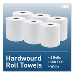 Hardwound Roll Towels, 1-Ply, 8" x 800 ft, White, 6 Rolls/Carton
