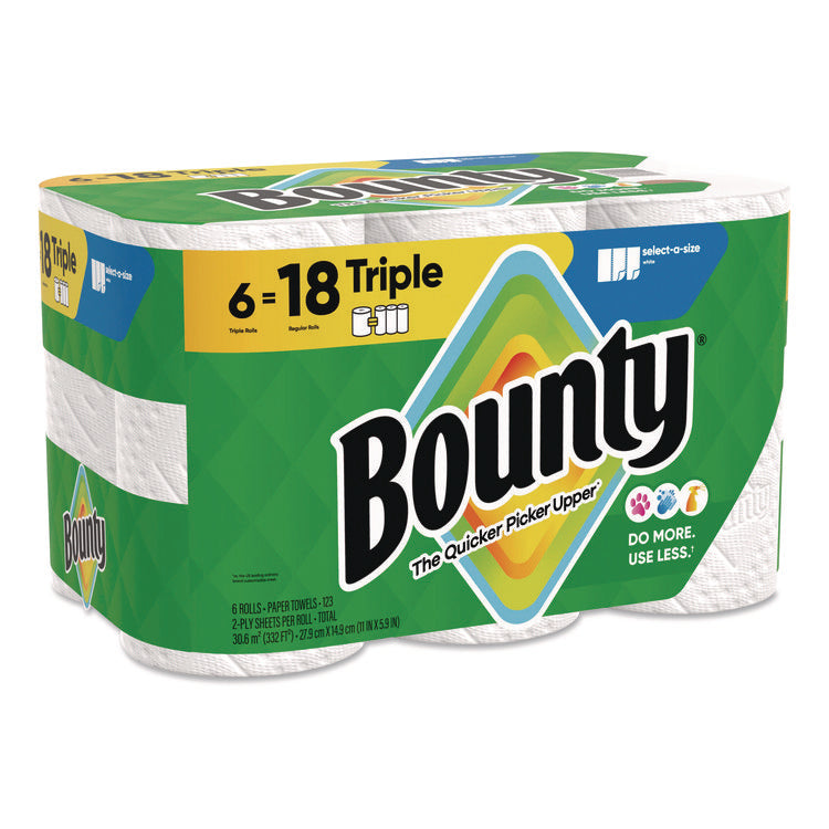 Select-a-Size Kitchen Roll Paper Towels, 2-Ply, 5.9 x 11, White, 123 Sheets/Triple Roll, 6 Rolls/Carton