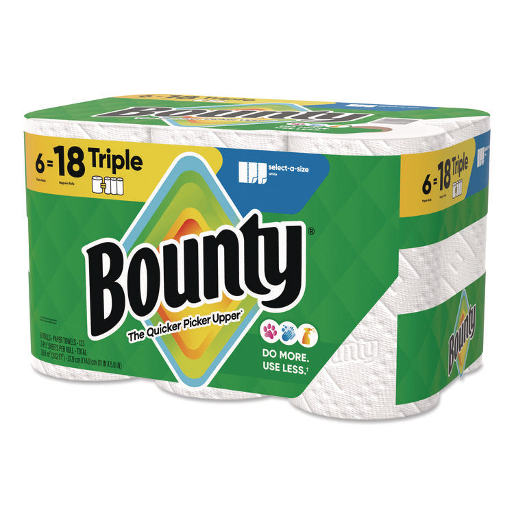 Select-a-Size Kitchen Roll Paper Towels, 2-Ply, 5.9 x 11, White, 123 Sheets/Triple Roll, 6 Rolls/Carton