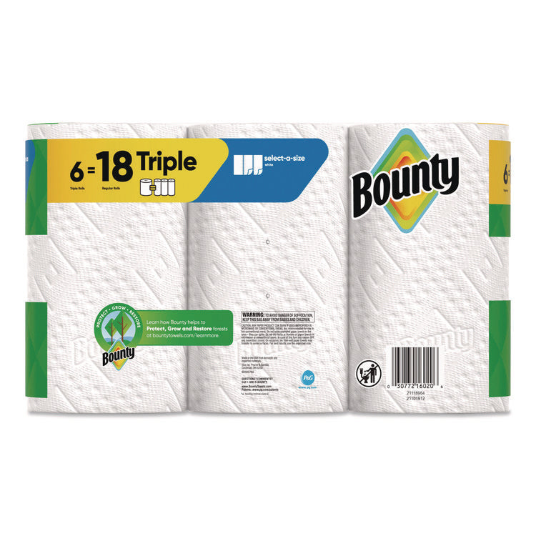 Select-a-Size Kitchen Roll Paper Towels, 2-Ply, 5.9 x 11, White, 123 Sheets/Triple Roll, 6 Rolls/Carton