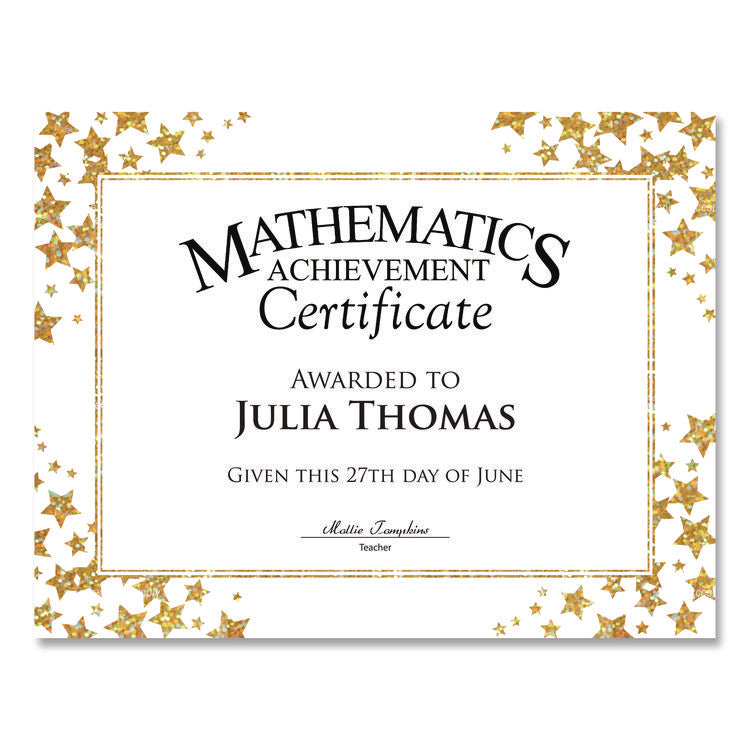 Award Certificates, 8.5 x 11, White with Gold/White Star Border, 25/Pack