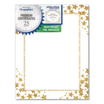 Award Certificates, 8.5 x 11, White with Gold/White Star Border, 25/Pack