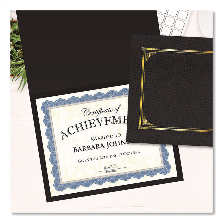 Award Certificates, 8.5 x 11, Natural with Braided Blue/Silver Border, 15/Pack
