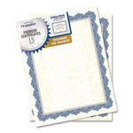 Award Certificates, 8.5 x 11, Natural with Braided Blue/Silver Border, 15/Pack