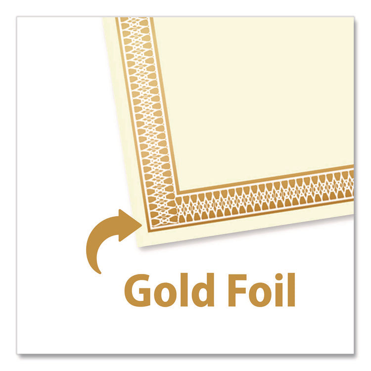 Award Certificates, 8.5 x 11, Ivory with Traditional Gold Border, 100/Pack
