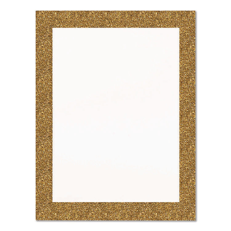 Glitter Poster Board, 22" x 28", Heavyweight, White with Gold Border, 25/Pack