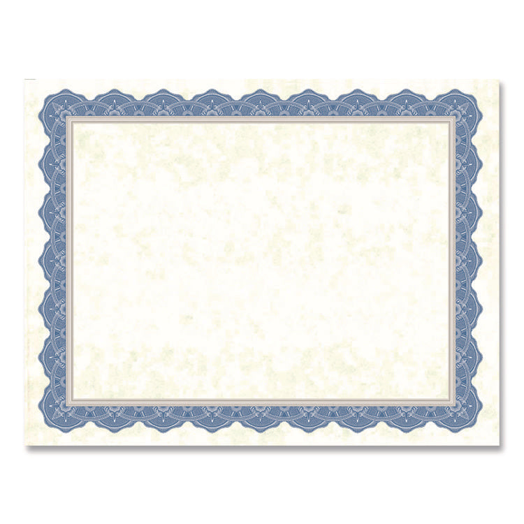 Award Certificates, 8.5 x 11, Natural with Braided Blue/Silver Border, 15/Pack