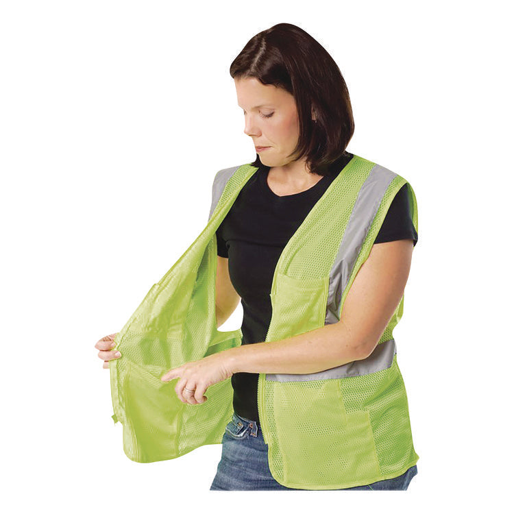 Zipper Safety Vest, Large, Hi-Viz Lime Yellow