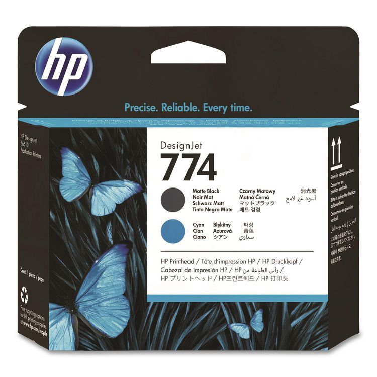 HP 774 (P2W01ACT) Black/Cyan Printhead, 24/Carton