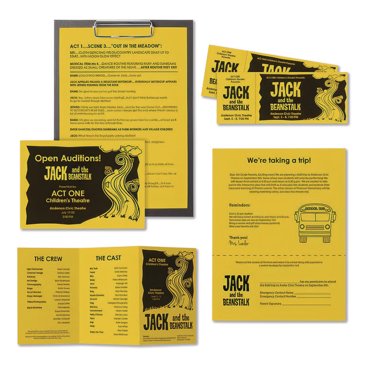 Color Paper, 24 lb Bond Weight, 8.5 x 14, Solar Yellow, 500/Ream