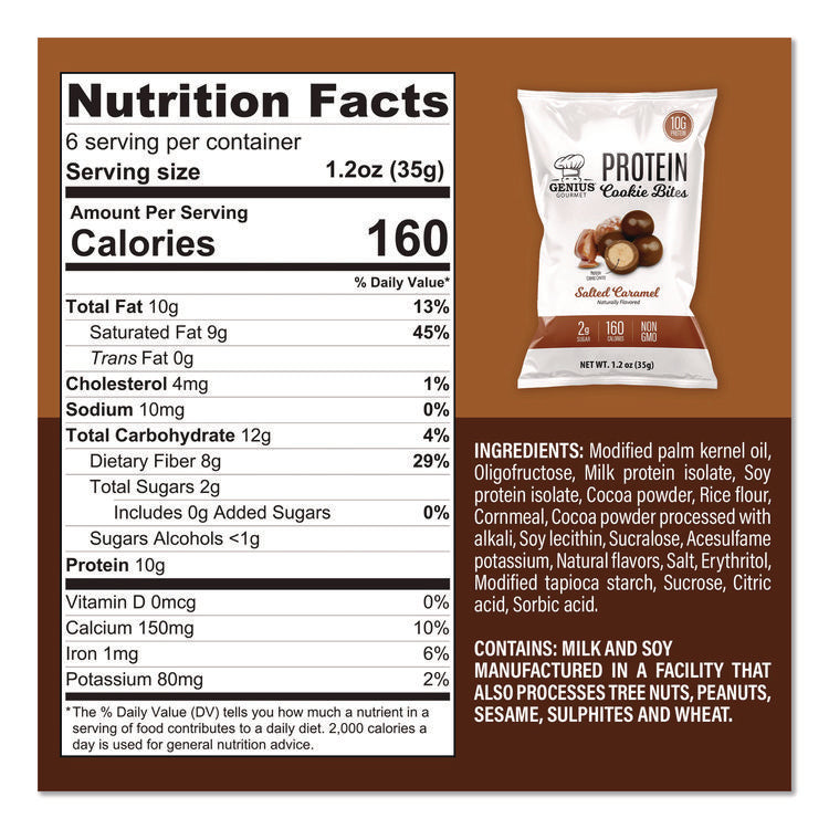 Protein Cookie Bites Variety Pack, Salted Caramel and Milk Chocolate, 1.2 oz Bag, 14/Box