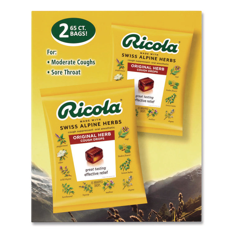 Cough Drops, Original Herb, 65/Bag, 2 Bags/Pack