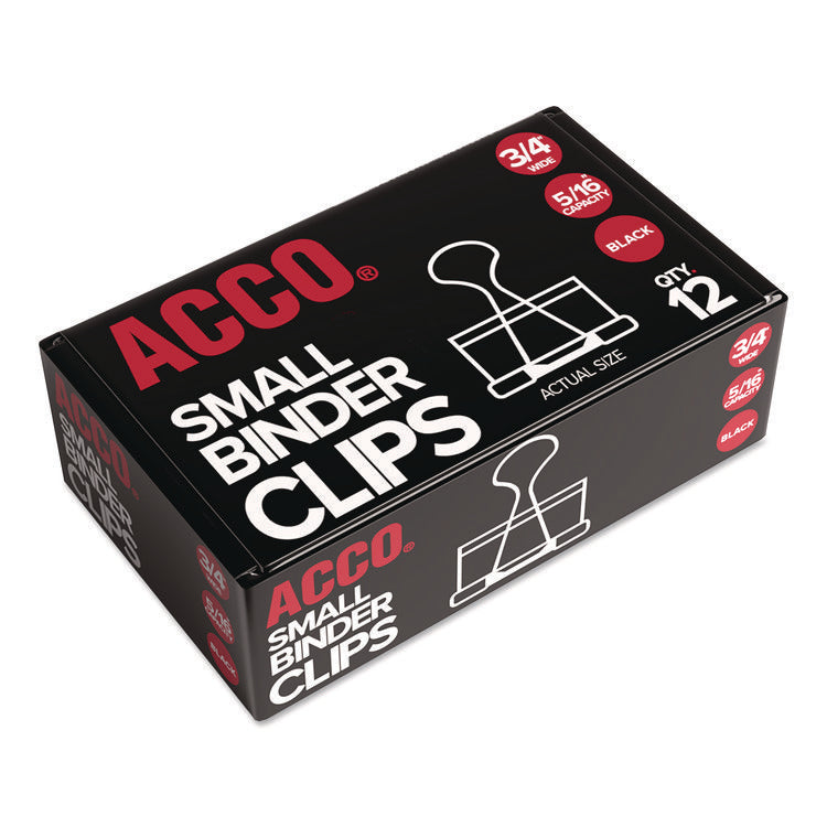 Binder Clips, Small, Black Silver, Dozen