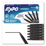 Wet Erase Marker, Fine Bullet Tip, Black, Dozen