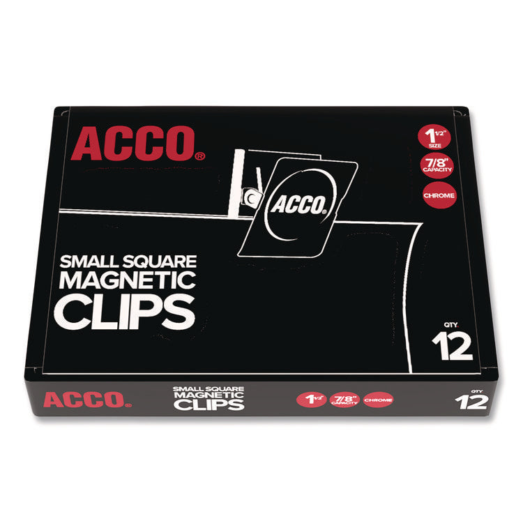 Magnetic Clips, 0.88" Jaw Capacity, Silver, 12/Pack