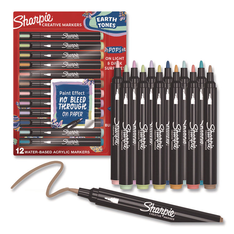 Creative Markers, Bullet Tip, Assorted Earth Tones, 12/Pack