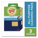 Dobie All-Purpose Cleaning Pad, 4.3 x 2.6, 0.5" Thick, Yellow, 3/Pack, 8 Packs/Carton