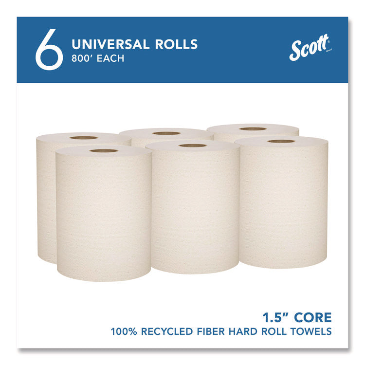 Essential 100% Recycled Fiber Hard Roll Towel, 1-Ply, 8" x 800', 1.5" Core, Brown, 6 Rolls/Carton