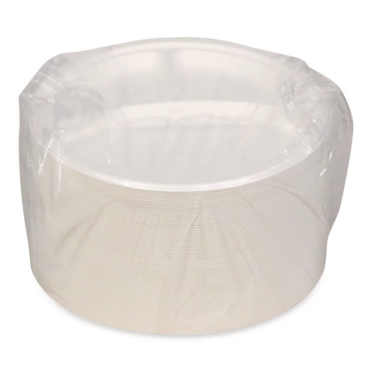 EarthChoice PFAS Free Compostable Dinnerware, 3-Compartment Plate, 10" dia, White, 500/Carton