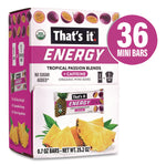 Organic Energy Bars, Tropical Passion Blend, 0.7 oz Bar, 36/Box