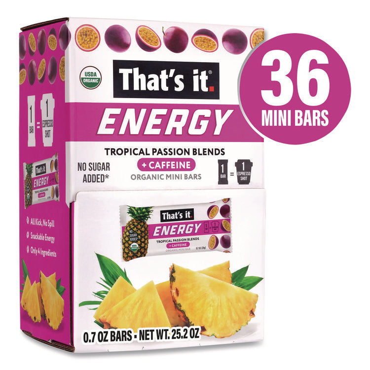 Organic Energy Bars, Tropical Passion Blend, 0.7 oz Bar, 36/Box