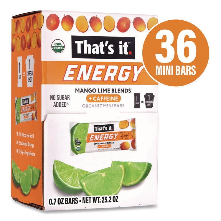 Organic Energy Bars, Mango Lime, 0.7 oz Bar, 36/Box