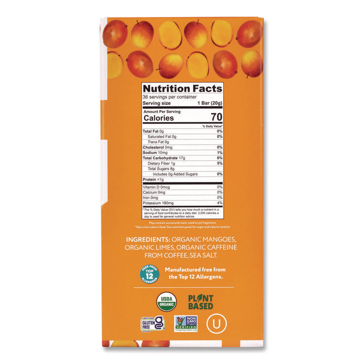 Organic Energy Bars, Mango Lime, 0.7 oz Bar, 36/Box