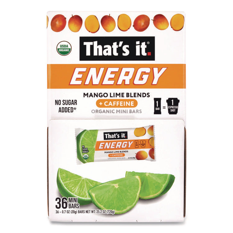 Organic Energy Bars, Mango Lime, 0.7 oz Bar, 36/Box