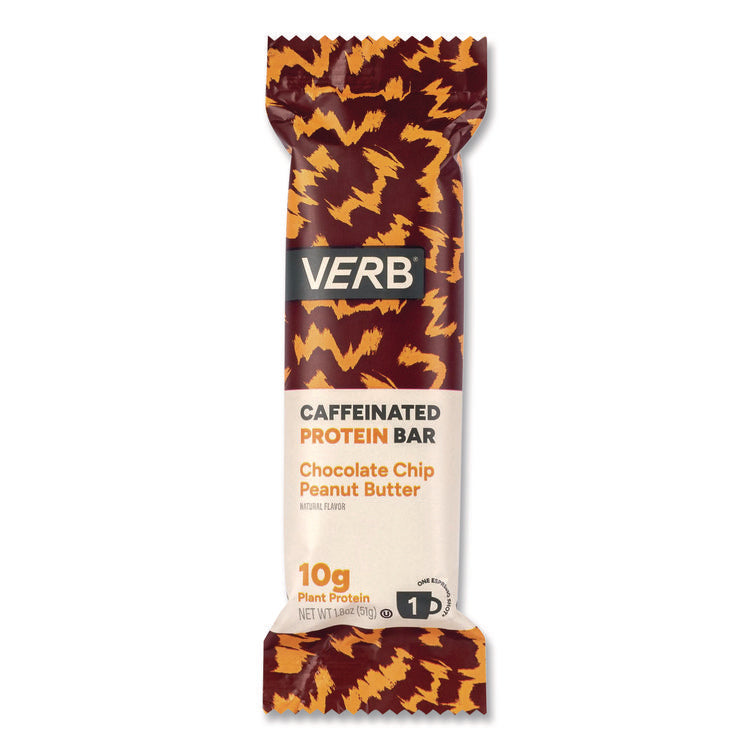 Caffeinated Protein Bar, Chocolate Chip Peanut Butter, 1.8 oz Bar, 12/Box