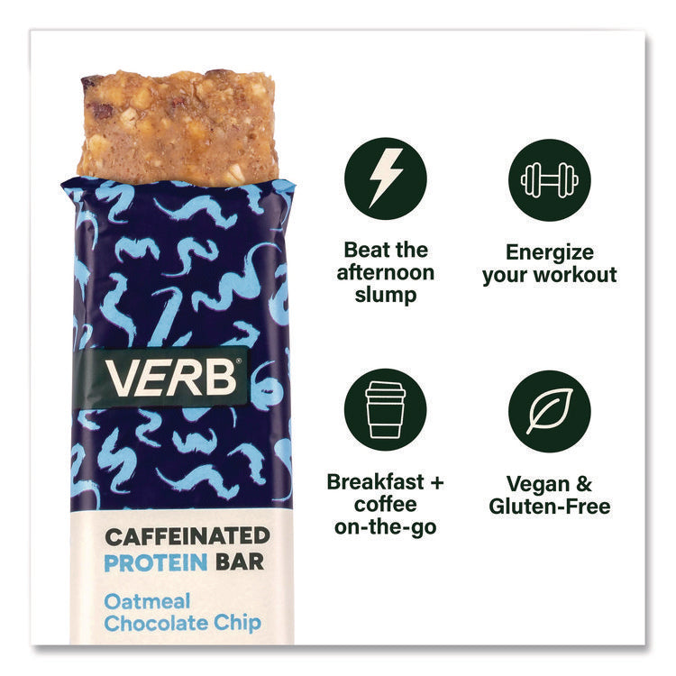 Caffeinated Protein Bar, Oatmeal Chocolate Chip, 1.8 oz Bar, 12/Box